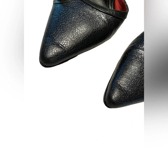 Judith Leiber Black Leather Crystal Ball Embellishments Sling Back Heels - Picture 4 of 10